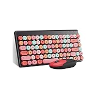 Anivia G86 Wireless Keyboard and Mouse Combo, 2.4GHz Typewriter Style Retro Keyboard with Round Keycaps & Cute Wireless Mouse for Computer PC Laptop, Black