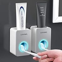 Toothpaste Dispenser, 2 PCS Automatic Toothpaste Squeezer, Wall Mount Bathroom Accessories for Kids & Family Shower. (2 Grey)