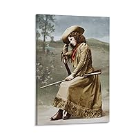 American Western Female Gunslinger Famous Historical Image Annie Oakley Retro Western Girl Art Aesth Canvas Painting Posters And Prints Wall Art Pictures for Living Room Bedroom Decor 24x36inch(60x90