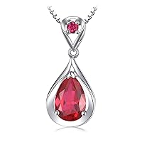 JewelryPalace Infinity 4.5ct Created Ruby Pendant Necklace for Women, Red Gemstone 925 Sterling Silver 14k White Gold Plated Necklace, Gemstone Necklace 18 Inches Chain jewellery set