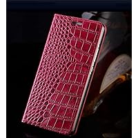 Crocodile Print Leather Card Slot Holder Flip Case for Samsung Galaxy S21 Ultra S20 FE S10 S9 S8 Plus Note 20 10 9 A50 A32 A12 A52 A71 A51 A72,Rose Red,for Galaxy A12