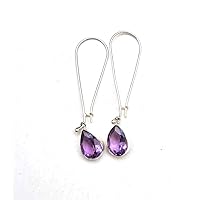 Amethyst Earrings, 925 Sterling Silver Amethyst Earrings, Purple Amethyst Drop Earrings, Amethyst Earrings Dangle For Women.