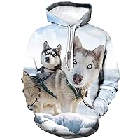 Novelty Siberian Husky Print Hoodie Animal Hoodies Sweatshirt for Men Women