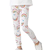 Stretch Leggings for Girls Toddlers Summer New Cute Cartoon Rainbow Cloud Pattern Children's Fashion Sweet Pant