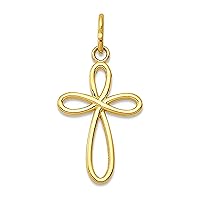 Jewelry Affairs 14k Yellow Gold Small Ribbon Cross Religious Pendant