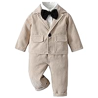 Boys' Corduroy Suit Two Pieces One Button Jacket Pants Set for Casual Leisure Christmas