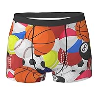 Sports Ball Print Mens Boxer Briefs Funny Novelty Underwear Hilarious Gifts for Comfy Breathable