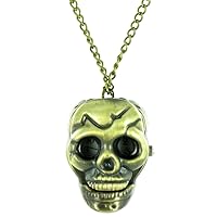Gold Skull Pocket Watch Necklace