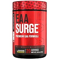 Jacked Factory EAA Surge Essential Amino Acids Powder - EAAS & BCAA Intra Workout Supplement w/L-Citrulline, Taurine, & More for Muscle Building, Strength, Endurance, Recovery - Pineapple, 20sv