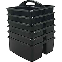 Teacher Created Resources Black Portable Plastic Storage Caddy for Classrooms, Kids Room, and Office Organization, 3 Compartment, 9.25