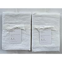 Pottery Barn Belgian Linen Flax Standard Shams ~*~Set of Two~*~White~