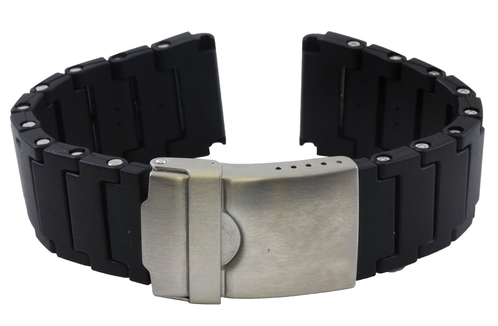 Replacement Black Polyurethane Link Bracelet Band for Luminox 20mm PU66