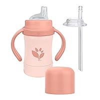 Green Sprouts® Sprout Ware® Sip & Straw 6oz., 6mo+, Plant-plastic, Platinum-cured Silicone, Dishwasher Safe, Grows with Baby, Tested for Hormones