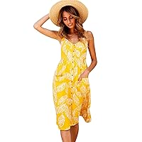 EFOFEI Women's Summer Casual Sundress Loose Sling Midi Dresses Fashion Sleeveless Dress