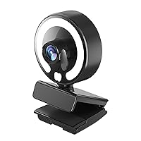 1080P AutoFocus Webcam Computer Beauty Camera Tri-Color Lamp Light with Microphone for Live Video Screaming Teaching Pc Camera for Windows 10 with Microphone