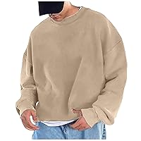 Crewneck Sweatshirt Men Flannel Plain Vintage Long Sleeve Sweatshirt Fall Oversized Cotton Sports Pullovers