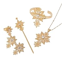 Newest Ethiopian Cross Necklace Pendant Bangle Earring Ring Hairpin Set 24k Gold Plated Habesha Jewelry Sets
