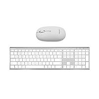 Macally Wireless Bluetooth Rechargeable Mouse and a Ice White Finish Wireless Bluetooth Keyboard, Classic Apple Aesthetic