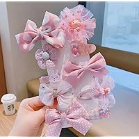 10 Sets Barrettes New Bow Barrettes Mesh Shredded Hairpin Headdress Baby Hair Accessories Hair Assesories заколка для волос (Color : Pink Suit)