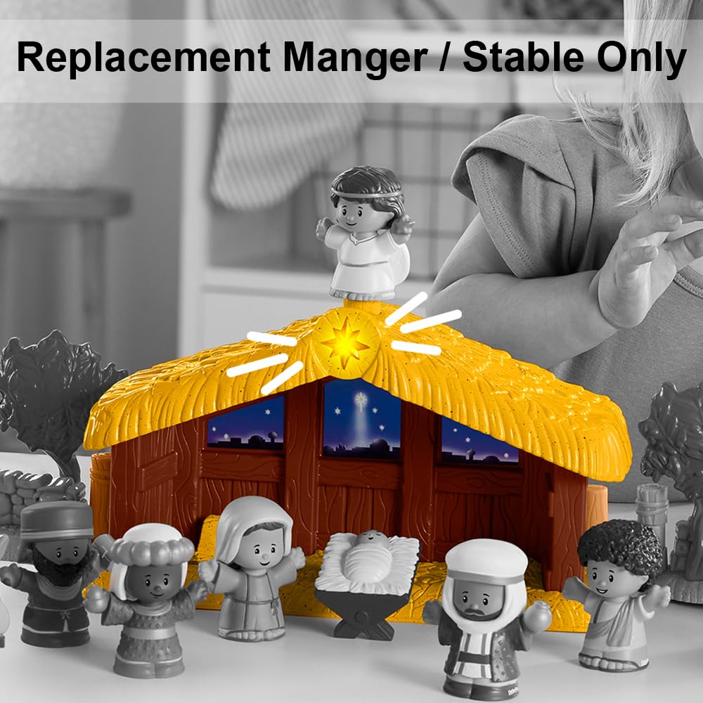 Replacement Part for Fisher-Price Little People Nativity Set - HMX70 ~ Manger/Stable ~ Plays Music When Pressed and Star Lights Up ~ Works Well with Other Little People Sets Too!