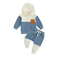 Kaipiclos Baby Boy Outfits Newborn Contrast Color Long Sleeve Sweatshirt Tops Toddler Elastic Sweatpants Fall Winter Clothes