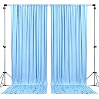 AK TRADING CO. 10 feet x 8 feet IFR Polyester Backdrop Drapes Curtains Panels with Rod Pockets - Wedding Ceremony Party Home Window Decorations - Light Blue