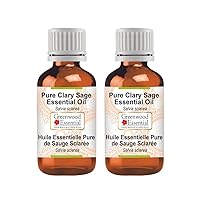 Pure Clary Sage Essential Oil (Salvia sclarea) Steam Distilled (Pack of Two) 100ml X 2 (6.76 oz)