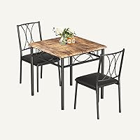 kicthen Room Kitchen Breakfast Nook, Rustic Brown, Dining Table Set for 2 with Upholstered Chairs