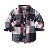 Toddler Baby Boys Girls Outfits Plaid Flannel Long Sleeve Shirts Button Down T-Shirt Tops