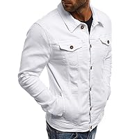 DuDubaby Men's Slim Fit Casual Denim Jacket Solid Colour Denim Casual Lapel Long Sleeve