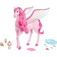 Pink Barbie Pegasus with 10 Accessories Including Puppy, Winged Horse Toys, Barbie A Touch of Magic