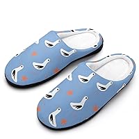 Seagull and Starfish Men's Cotton Slippers Memory Foam Washable Non Skid House Shoes