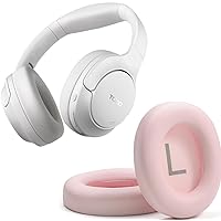 TOZO HT2 Hybrid Active Noise Cancelling Headphones, Wireless Over Ear Bluetooth Headphones White+HT2 Replacement Ear Pads Pink
