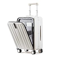 Lightweight Hardside Luggage 8 Spinner Silent Wheels Travel Suitcase, Off White, Carry-On 20-Inch