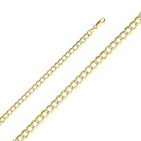 14KY 7mm Cuban WP Chain for Women and Men | 14K Solid Gold Lobster Clasp Jewelry for Men’s Women’s Girls | Jewelry Gift Box | Gift for Her | Gold Bracelet