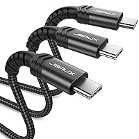 JSAUX 100W USB C to USB C Cable 3-Pack [10ft/6.6ft/3.3ft] Type C to Type C Charger Cable Fast Charging Compatible for Samsung Galaxy S24 S24+ S24 Ultra S23 S22, iPhone 15 Plus Pro Max, iPad Pro -Black