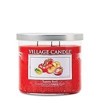 Village Candle Tomato Basil, 3-Wick Silver Lid Medium Bowl, Scented Candle, 14 oz.