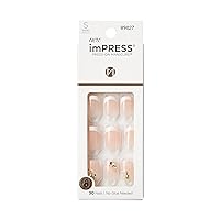 KISS imPRESS No Glue Mani Press On Nails, Design, My Worth', White, Short Size, Squoval Shape, Includes 30 Nails, Prep Pad, Instructions Sheet, 1 Manicure Stick, 1 Mini File