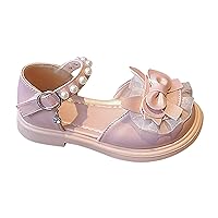 Girls' Summer Bow Lace Pearl Lace Up Sandals Closed Toe Soft Bottom Princess Shoes Beach Vacation Sandals