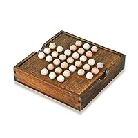 MIFO Peg Solitaire, Wooden Board Puzzle, Single Play Classic Puzzle, Board Game, Killing Time, For Adults and Kids, Imagination, Thinking Judgment, Wooden Only One Game Solitaire