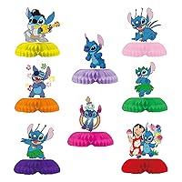 8pcs Stitch Honeycomb Centerpieces, 3D Table Decorations Honeycomb Balls for Stitch Theme Birthday Party Supplies