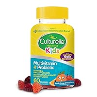 Culturelle Kids Multivitamin + Probiotic for Kids (Ages 2+) - Peach-Orange & Mixed Berry Flavor - Digestive Health & Immune Support Gummies with Lutein to Support Eye Health, 60 Count (Pack of 1)
