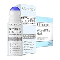 Razor Bump Stopper After Shave Solution for Ingrown Hair and V Shaped Slimming Face Mask - Double Chin Reducer, Face Lift Tape Tightening Mask