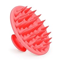Silicone Scalp Massager Shampoo Brush, Scalp Brush for Hair Growth & Dandruff Removal, Hair Scrubber Scalp Stimulator Exfoliator Brush with Soft Bristles for Wet Dry Scalp Care (Rose Red)