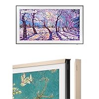 SAMSUNG 32-Inch Class QLED The Frame LS03C Series, Quantum HDR, Slim Fit Wall-Mount Included (QN32LS03CB, Latest Model) w 32-Inch Sand Gold Metal Customizable Bezel