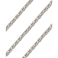 Tozman and Lenz 925 Sterling Silver Byzantine Chain Diamond Coated for Men and Women