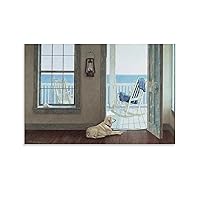 Posters Beach Balcony White Rocking Chair Wall Art Indoor Dog Wall Art Villa Decorative Wall Art Canvas Art Poster And Wall Art Picture Print Modern Family Bedroom Decor 08x12inch(20x30cm) Unframe-sty