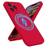 Magnetic Case for iPhone 13 Pro Case, [Compatible with MagSafe] Silicone Upgraded [Camera Protection] Phone Case, Soft Anti-Scratch Microfiber Lining Inside, 6.1 inch, Deep Red