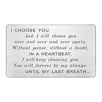 Engraved Wallet Card Insert Men, Anniversary Card Gifts for Husband, I Choose You, Gifts for Husband from Wife, Groom's Gifts for Men, Romantic Gifts for Him, Fathers Day