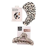 Kitsch Microfiber Hair Towel Wrap & Fabric-Wrapped Claw Clip (Leopard) Bundle with Discount
